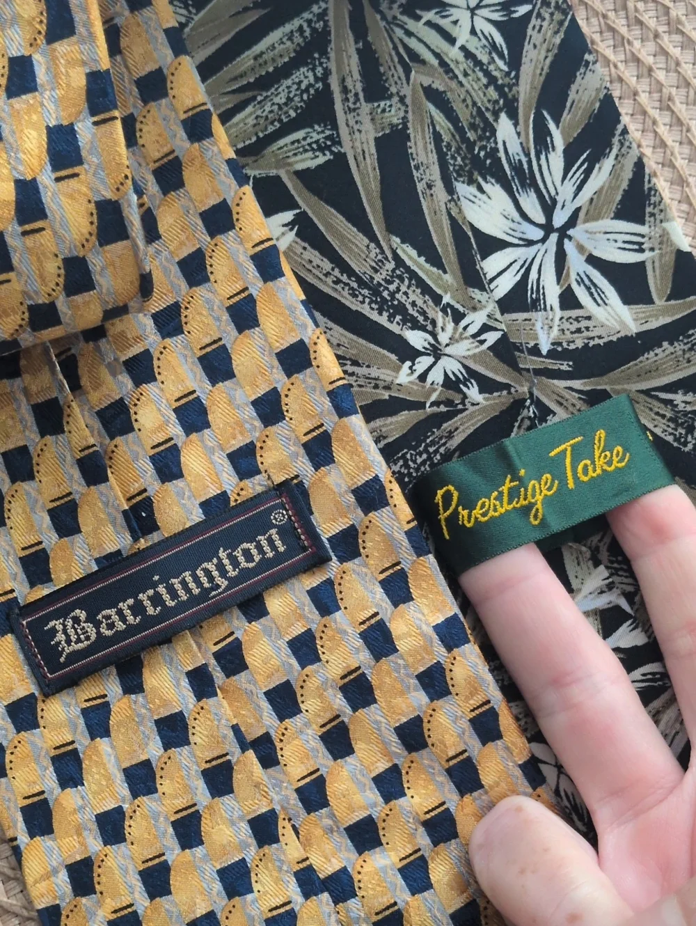 Pair Of Men's Patterned Yellow & Black Neckties